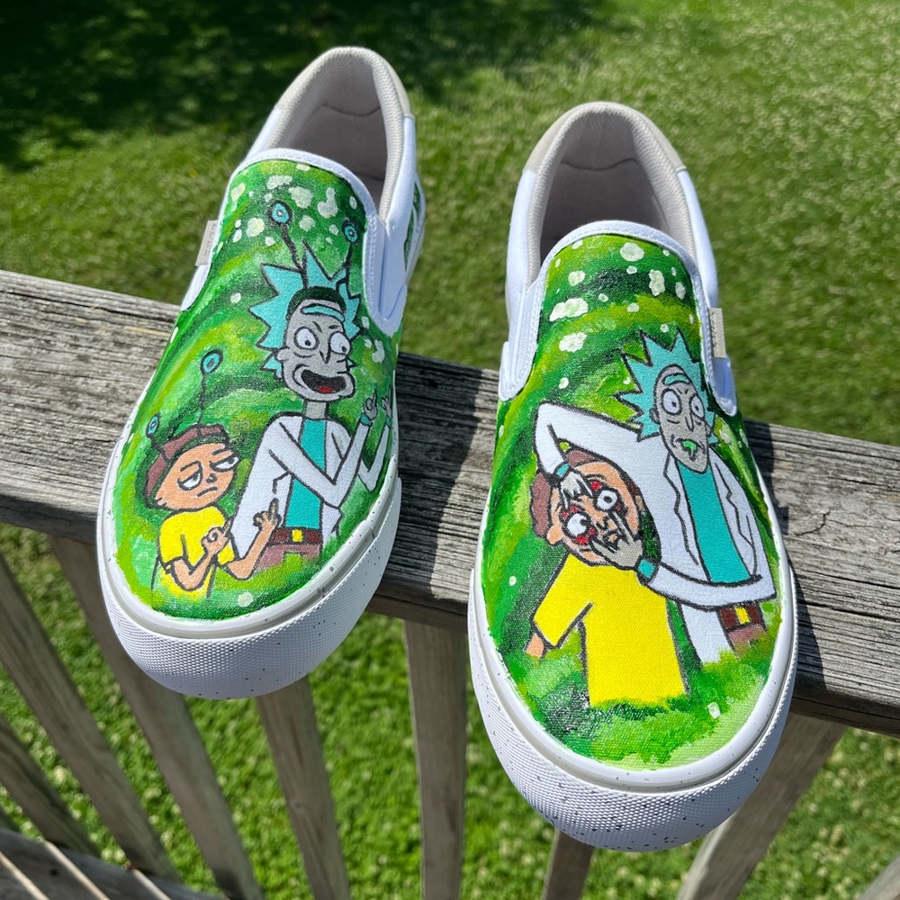 Glow in dark Rick and morty shoes